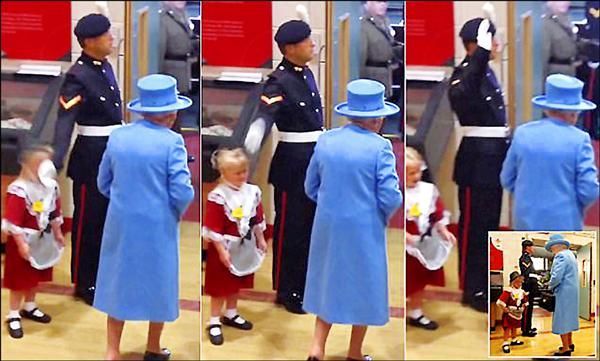 女童獻花女王 下一秒被士兵巴頭