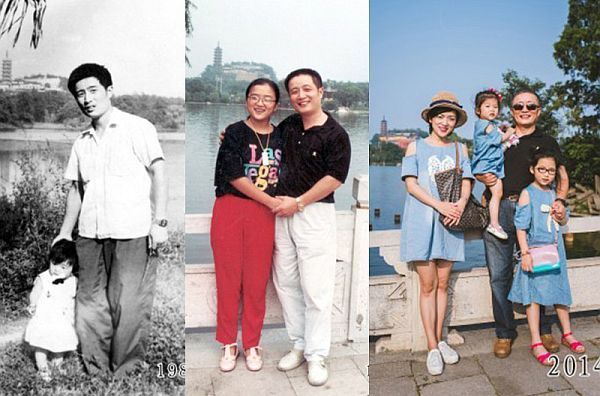 光陰的故事：父女連續35年在同一景點前合影  (組圖)
