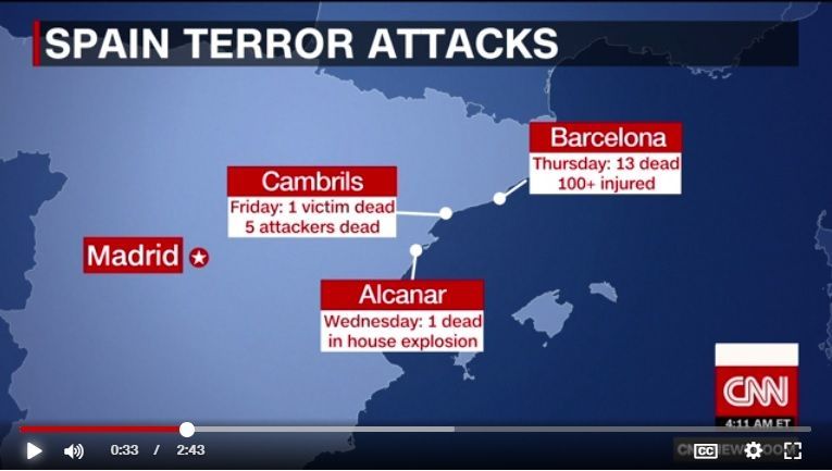 西班牙警方擊斃上週巴塞隆納恐攻兇手