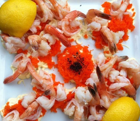 明蝦飛魚子蘸醬